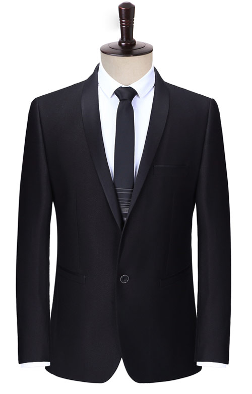 藏青色一?？矍喙I(lǐng)商務西裝定制款式圖