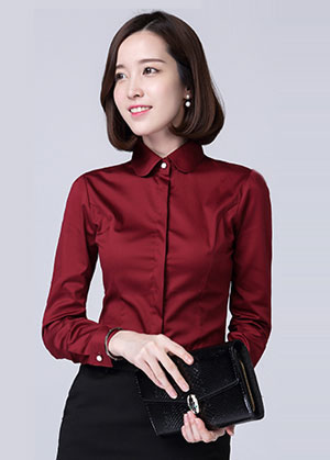 時尚娃娃領(lǐng)長袖女襯衫訂做款式