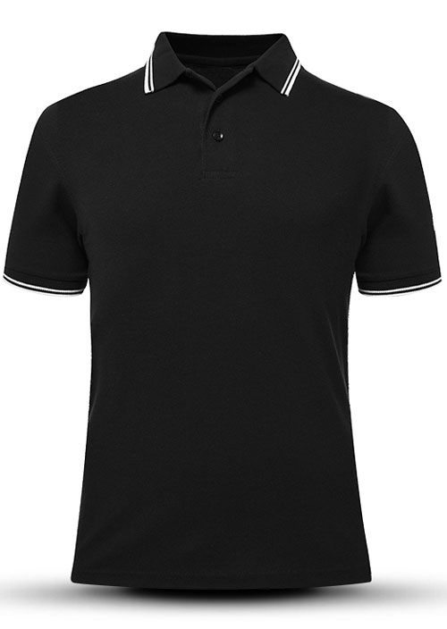 黑色翻領T恤衫定做