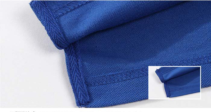 嵌條翻領t恤衫定做款式下擺叉細節(jié)展示圖