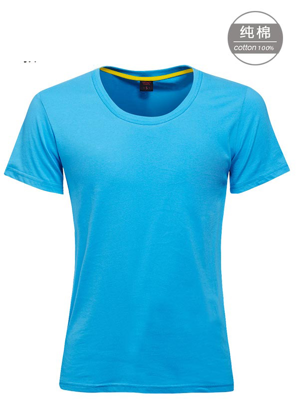 湖藍(lán)色女款短袖圓領(lǐng)文化衫