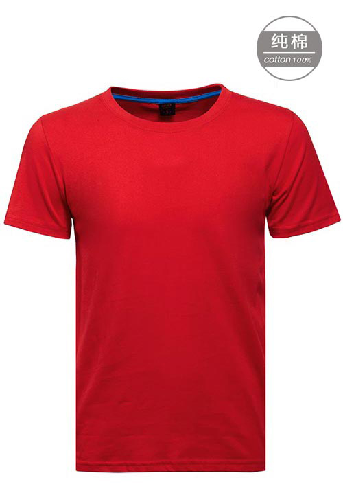 紅色短袖圓領(lǐng)體恤衫男
