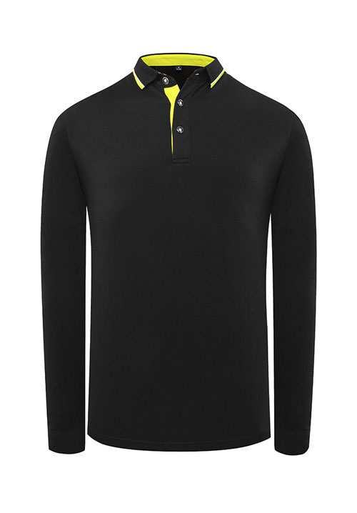 黑色長(zhǎng)袖POLO衫工作服定做