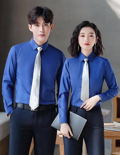 時尚藍色現(xiàn)貨襯衫定制