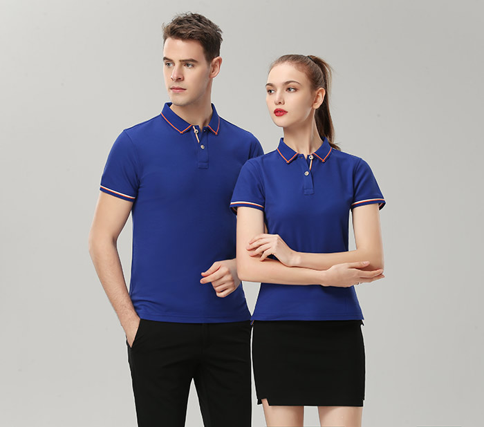 1898號時尚翻領(lǐng)短袖POLO衫現(xiàn)貨批發(fā)之寶藍色模特展示圖